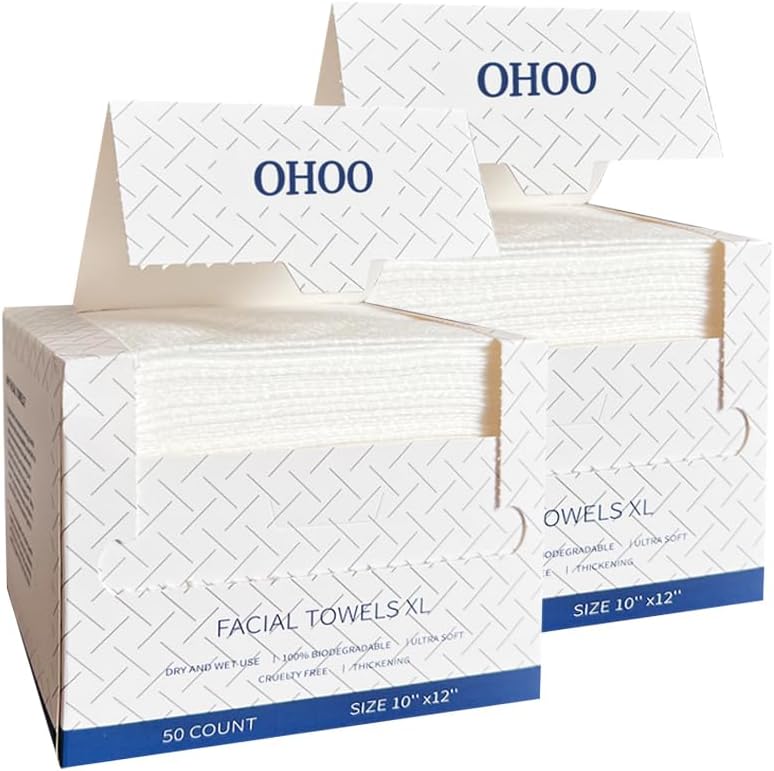 Disposable Face Towels 10"×12" Makeup Remover and Clean Soft and Thick Dry Wipes Facial Tissue XL Towelettes 100 Count