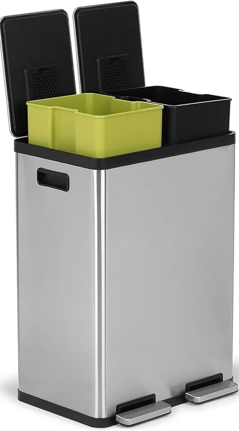 Simpli-Magic 16 Gallon Step Trash Can – Dual Compartment Kitchen Garbage Can - Image 3