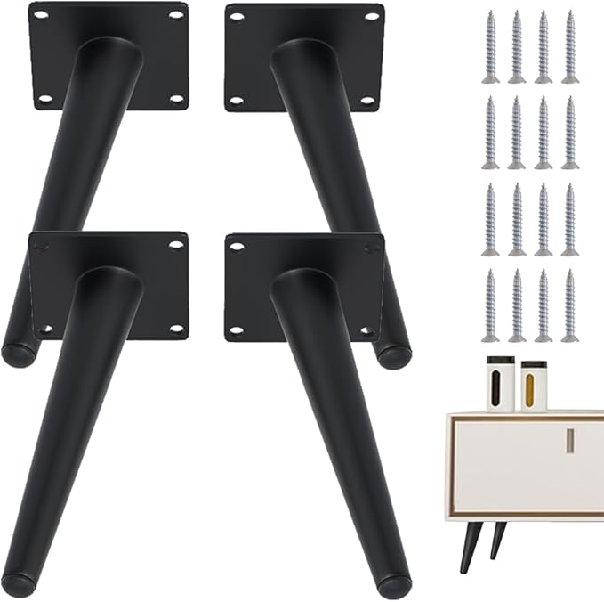4PCS 7 Inch Matte Black Tapered Angled Legs by IURRDOP