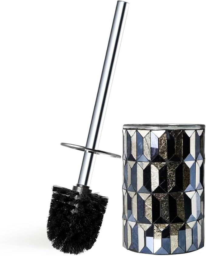 Escenzy Cute Toilet Brush and Holder Set Mosaic Glass | Non-Rustic Stainless by Escenzy