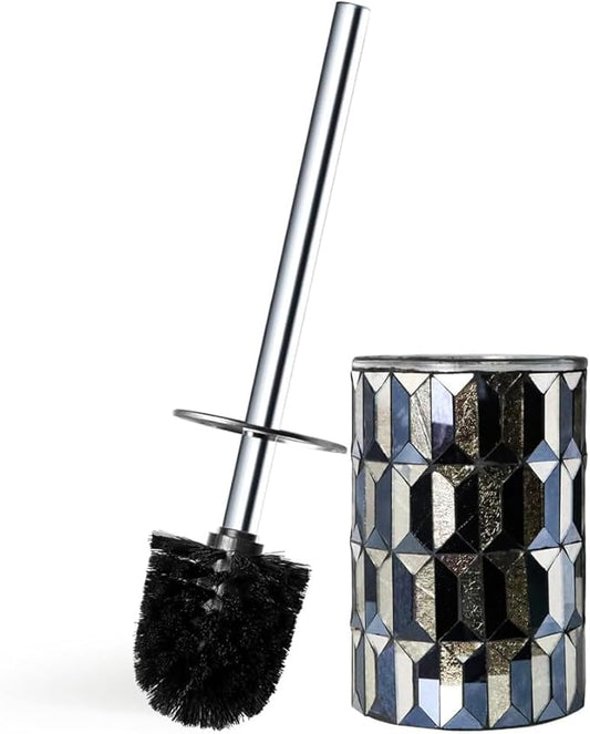 Escenzy Cute Toilet Brush and Holder Set Mosaic Glass | Non-Rustic Stainless by Escenzy