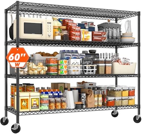 REIBII 60" W ×24" D×65.3" H, 4 Tier Wire Shelving 2878LBS Heav...