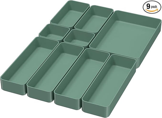 CHANCETSUI 9 Pcs Stackable Drawer Organizer Trays Set, Desk Drawer Organizer by CHANCETSUI