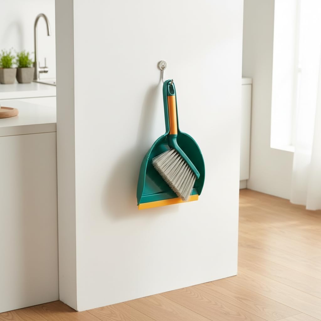 A Multifunctional Broom and Dustpan Set, a Compact Broom and Dustpan for Home Use, Featuring a Plastic Shovel and Brush, Suitable for Camping, Easy to Sweep Various Types of Hair