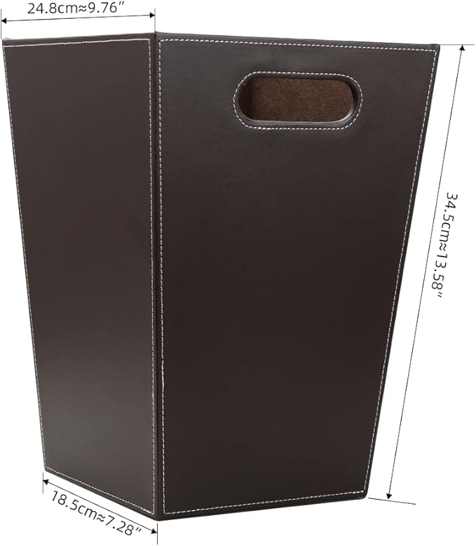 KINGFOM Classic Pu Leather Trash Can Wastebasket, Garbage Container Bin - Image 5