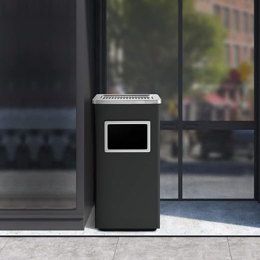 BEAMNOVA Trash Can Indoor Outdoor Black Stainless Steel Commercial Garbage Can - Image 8