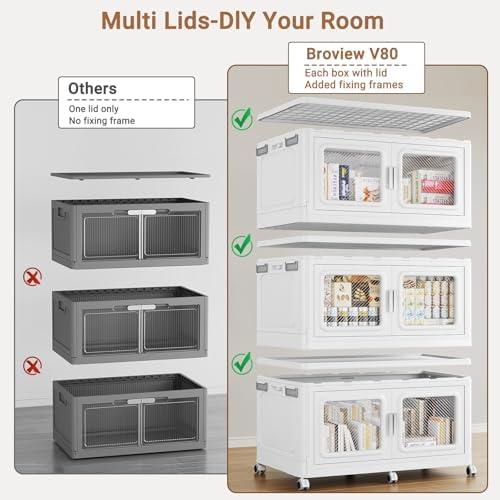 BROVIEW 880 Qt Extra Large Stackable Storage Bin with Lids, 4 Pack White