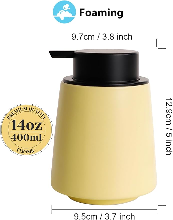 INGOFIN Ceramic Foaming Soap Dispenser -14 oz Foam Hand Soap Dispenser Bathroom - Image 2