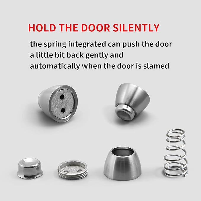 YAGU Silver Door Stopper 4 Pack Magnetic Door Stops Zinc Alloy Brushed Nickel - Image 8