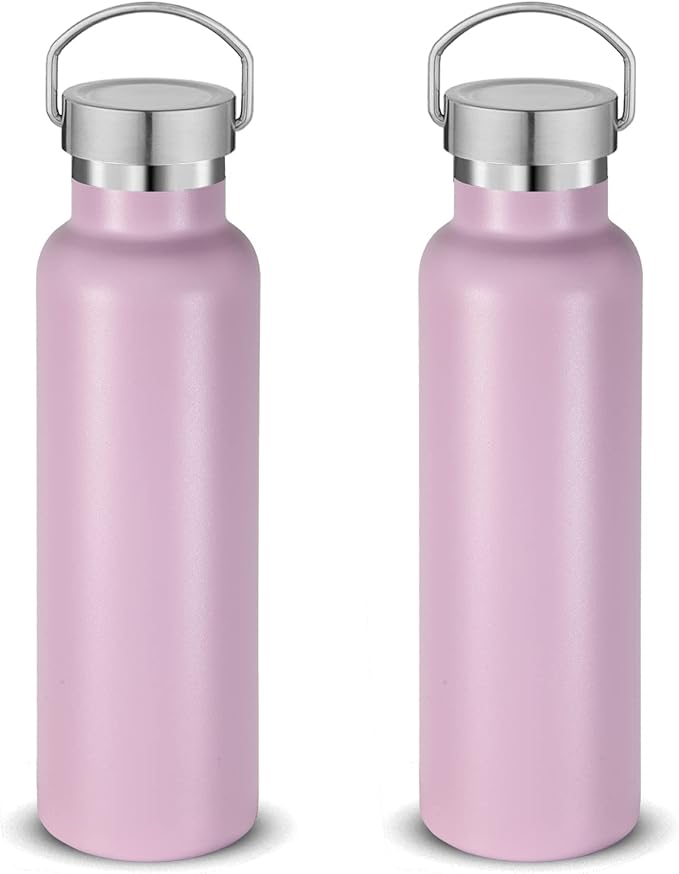 Neihepal 20 oz Insulated Water Bottles Bulk 2 Pack, Stainless Steel Double Wall by Neihepal