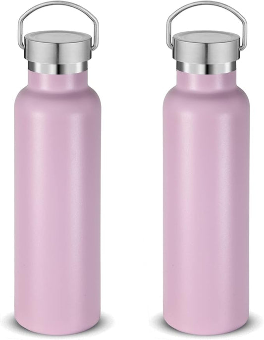 Neihepal 20 oz Insulated Water Bottles Bulk 2 Pack, Stainless Steel Double Wall by Neihepal