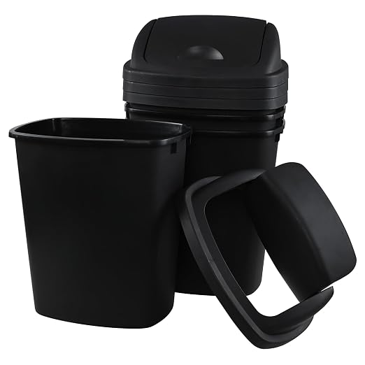 Zopnny 8 Gallon Plastic Swing Top Garag Bin, Lidded Wastebasket Trash Can - Image 7