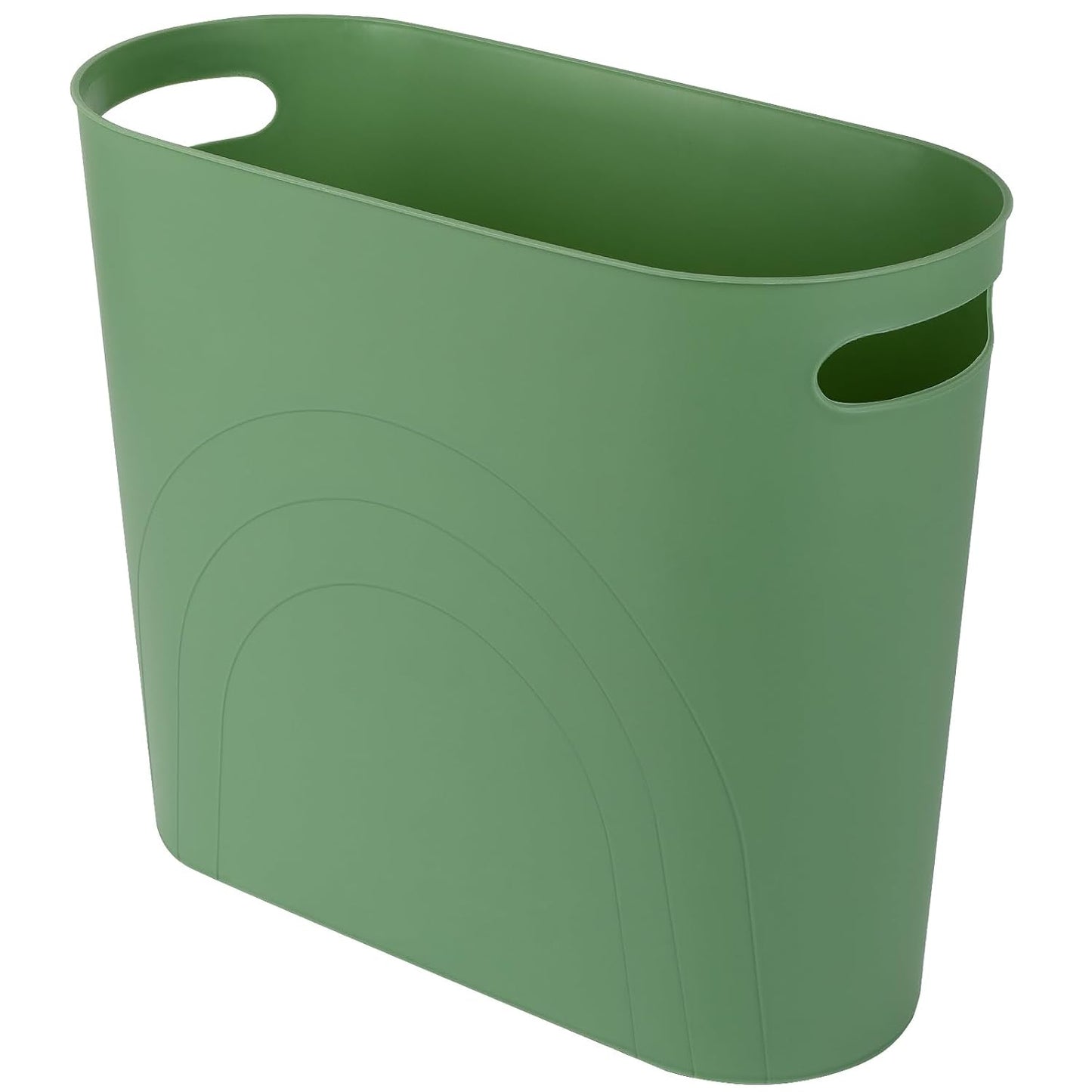 rejomiik Small Bathroom Trash Can, 3.5 Gallon Slim Garbage Can, Green | Plastic Waste Basket with Handles for Bathroom, Bedroom, Dorm, Kitchen, Office and Narrow Spaces