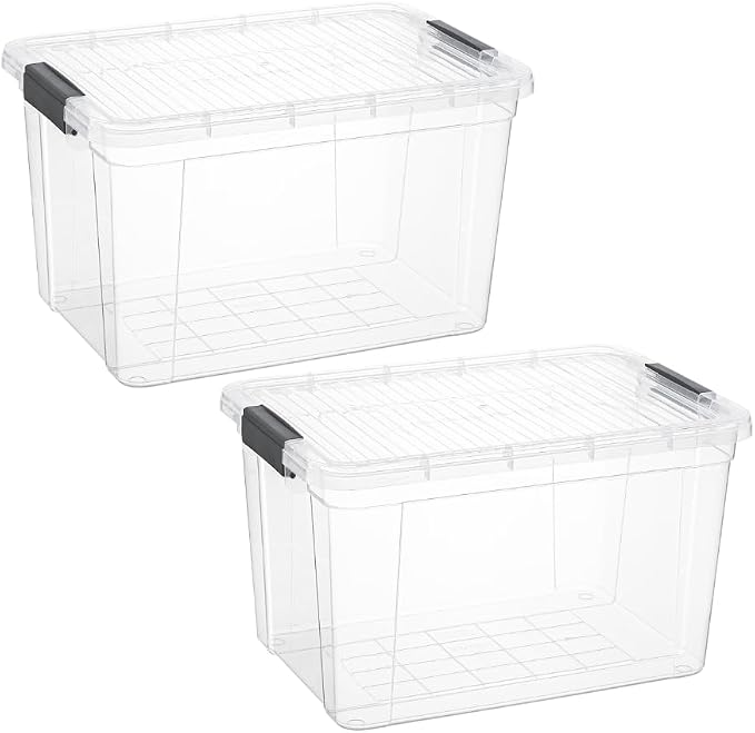 Superio Storage Bins with Lids, Stackable Totes, BPA Free, Odor Free, Organizer by Superio