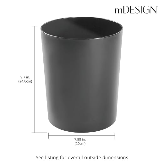 mDesign Round Metal Small 1.7 Gallon Recycle Trash Can Wastebasket, Garbage - Image 4