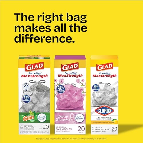 Glad Small Trash Bags, Great for Office, Bathrooms and Bedroom Bins, Beachside Breeze Scented Garbage Bags, Odor Resistant with Drawstring, Febreze Freshness, 4 Gallon Trash Bags, 80 Count