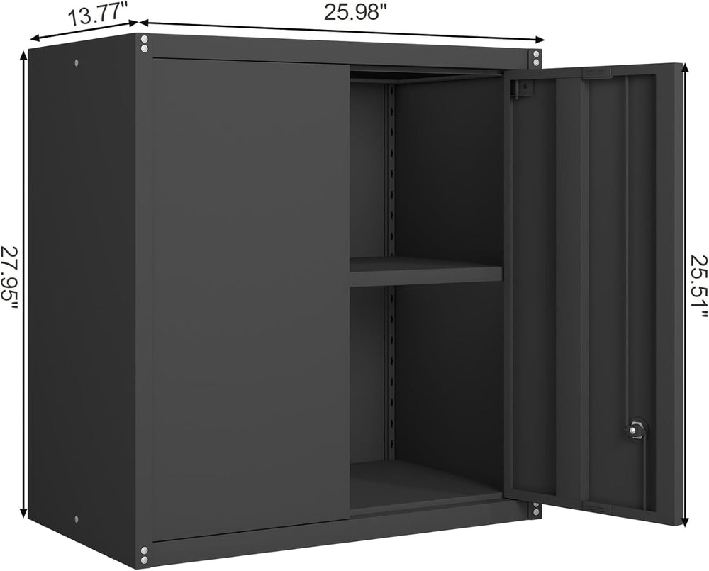 GREATMEET Locking Metal Garage Wall Cabinet with Doors and Shelf