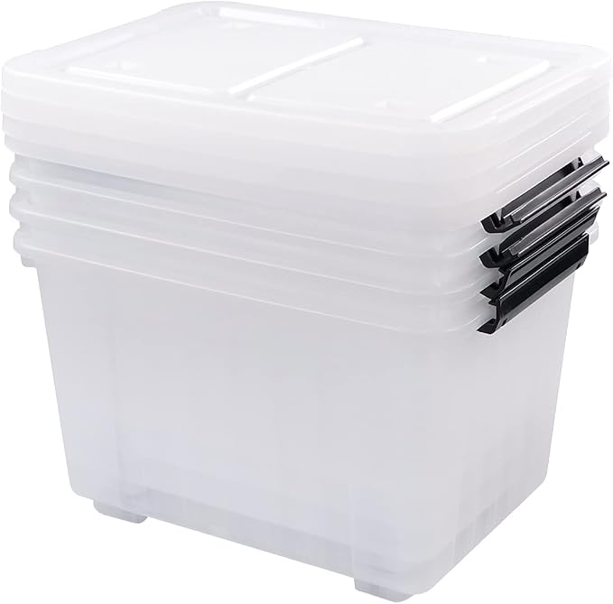 4 Packs 30 L Stackable Plastic Storage Bins - Image 6