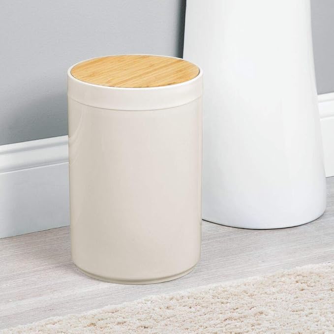 mDesign Plastic Round Trash Can Small Wastebasket - Image 2