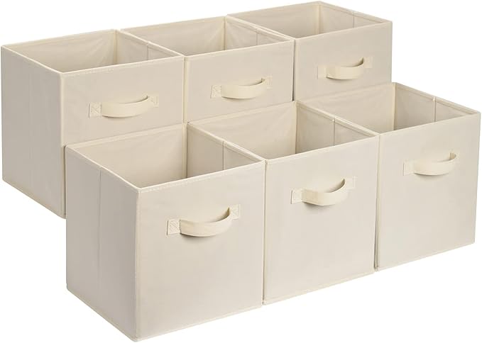Amazon Basics Collapsible Fabric Storage Cube Bins Organizer by AmazonBasics