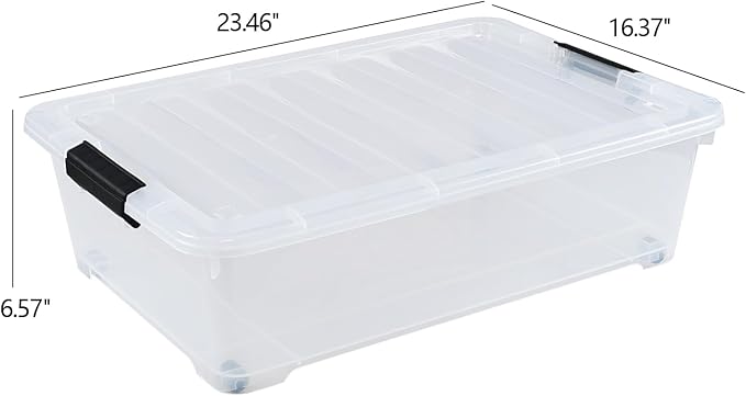25 Quart Plastic Under Bed Storage Boxes, Wheeled UnderBed Storage Container - Image 2