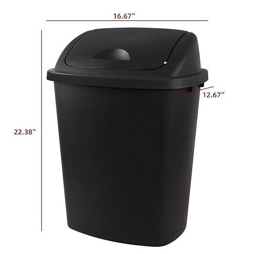 Zopnny 4-Pack 11 Gallon Swing Lid Trash Can, Plastic Swing-Top Garbage Can - Image 2