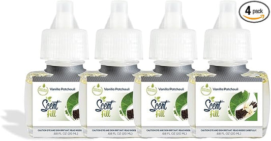 Scent Fill Vanilla Patchouli Plug in Air Freshener, 4 Scented Oil Refills by ScentFill