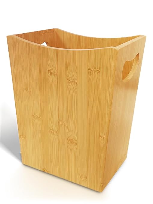 Wood Trash Can - Bedroom Trash Can Decorative - Bamboo Small Wastebaskets by Unknown