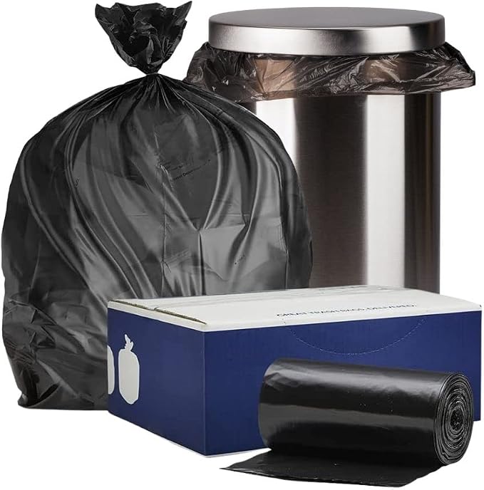 Plasticplace 12-16 Gallon Trash Bags │ 8 Microns │ Black High Density Liners │ by Plasticplace