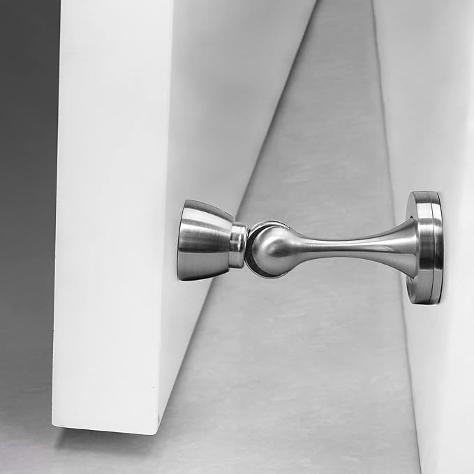 YAGU 1 Pack Silver Magnetic Door Stoppers Catch, Zinc Alloy Brushed Nickel Door - Image 2