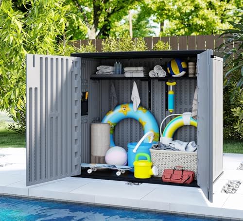 ZZM 37 Cu.ft Outdoor Storage Cabinet with One Tool Kit, Horizontal Storage Sh...