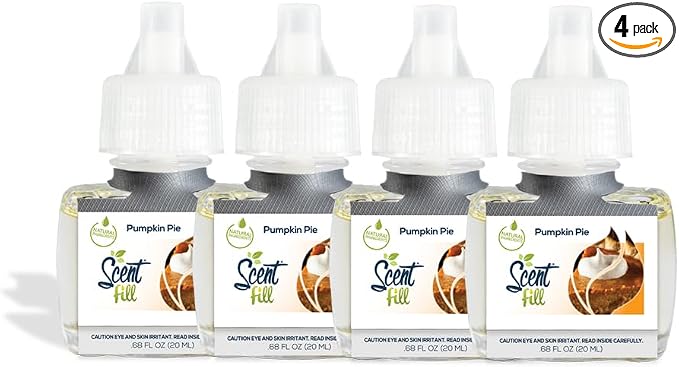 Scent Fill Pumpkin Pie Plug in Air Freshener, 4 Scented Oil Refills by ScentFill