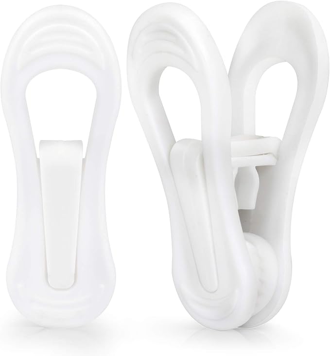 Tinfol White Plastic Hanger Clips, 24 Pack Hanger Clips- Strong Pinch Grip by Tinfol