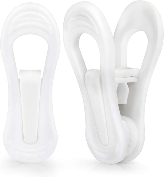 Tinfol White Plastic Hanger Clips, 24 Pack Hanger Clips- Strong Pinch Grip by Tinfol