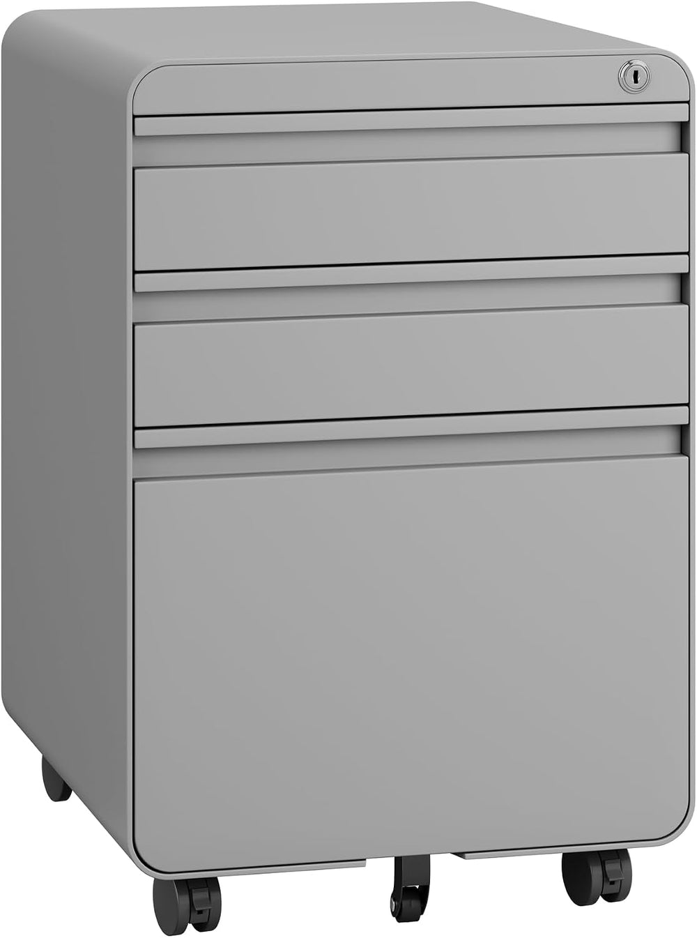 Dripex 3 Drawer Metal Rolling File Cabinet Under Desk Filing Cabinet Grey