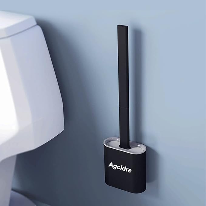 Toilet Brush with Holder Silicone Toilet Brush and Cleaning Brush - Image 3