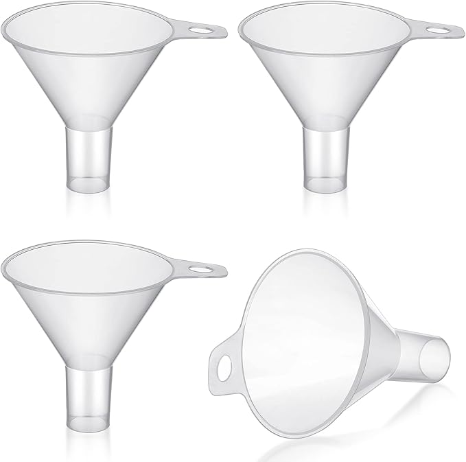 4 Packs Small Plastic Funnel for Filling Small Bottles 2.56 Inch Clear Wide by Yetene