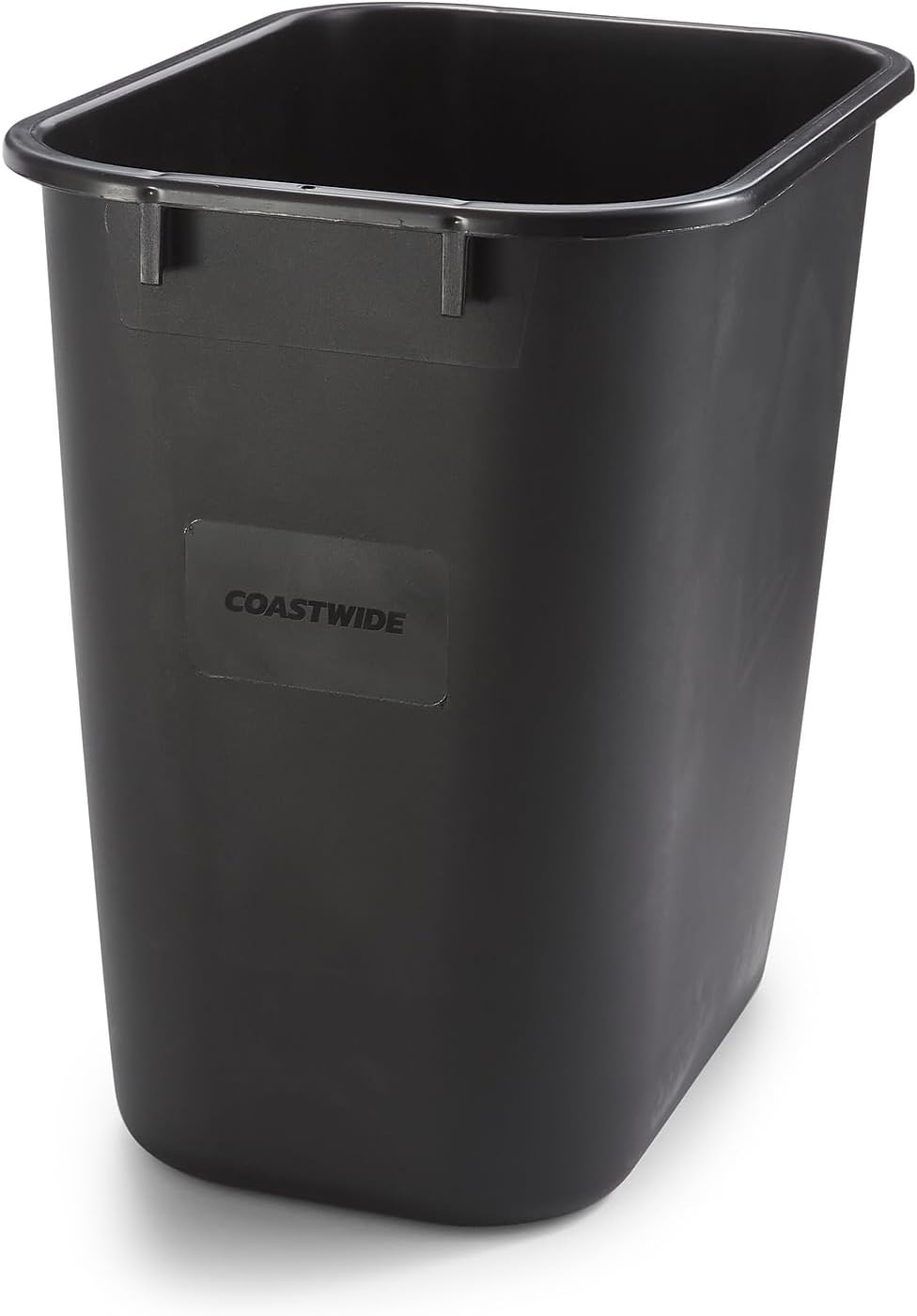 Coastwide Professional Indoor Trash Can Without Lid, Black, 3.5 Gal | Soft molded plastic waste bin for offices and breakrooms. 2-Pack.