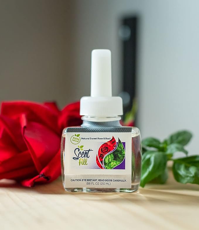 Scent Fill 100% Natural Sweet Rose & Basil Plug in Air Freshener, Scented Oil - Image 3