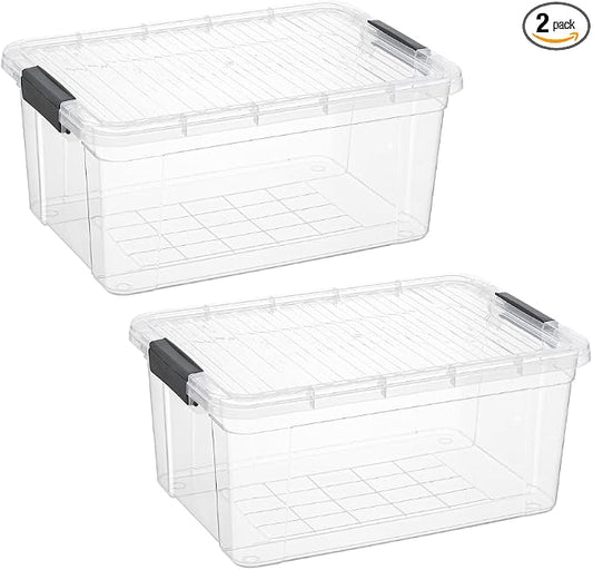 Superio Storage Bins with Lids, Stackable Totes, BPA Free, Odor Free, Organizer by Superio