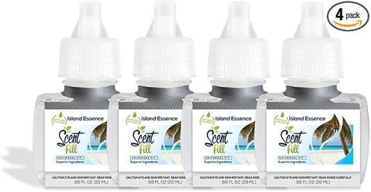 Scent Fill Island Essence Plug in Air Freshener, 4 Scented Oil Refills by ScentFill