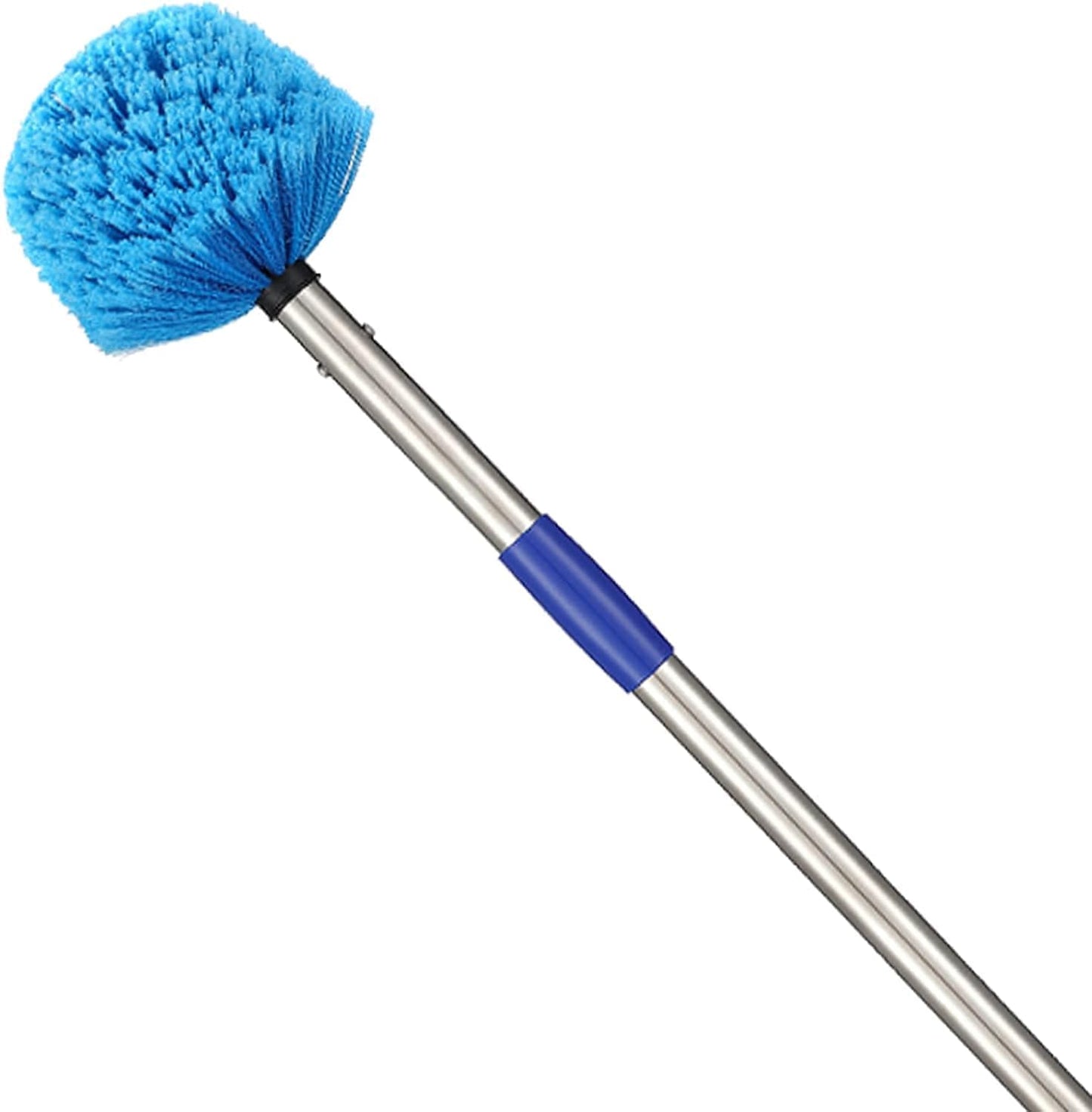 Cobweb Duster with Extension Pole - 6 FT Lightweight Stainless Steel Extendable Duster Ceiling Fan Duster for High Ceilings, Medium Stiff PET Bristle Spider Web Brush for Indoor/Outdoor Cleaning
