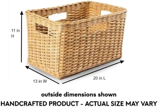 The Basket Lady Tall Rectangular Wicker Storage Basket, 20 in L x 13 in W x 11 - Image 7