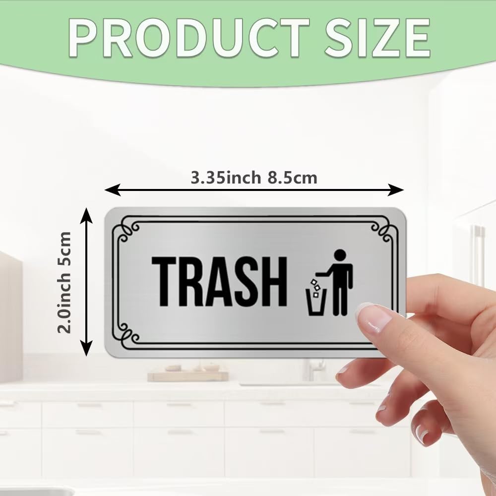 Recycle Stickers for Trash Bins,Magnetic Recycling Stickers for Trash Can | Silver Brushed Recycle Sticker for Kitchen Trash Cans,Recycling Bins,Outdoor Waste Bin (Rectangular)