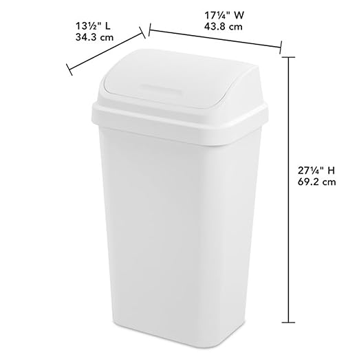 Sterilite 4-Pack Swing Top Wastebasket, Sleek Square Profile Trash Can - Image 2