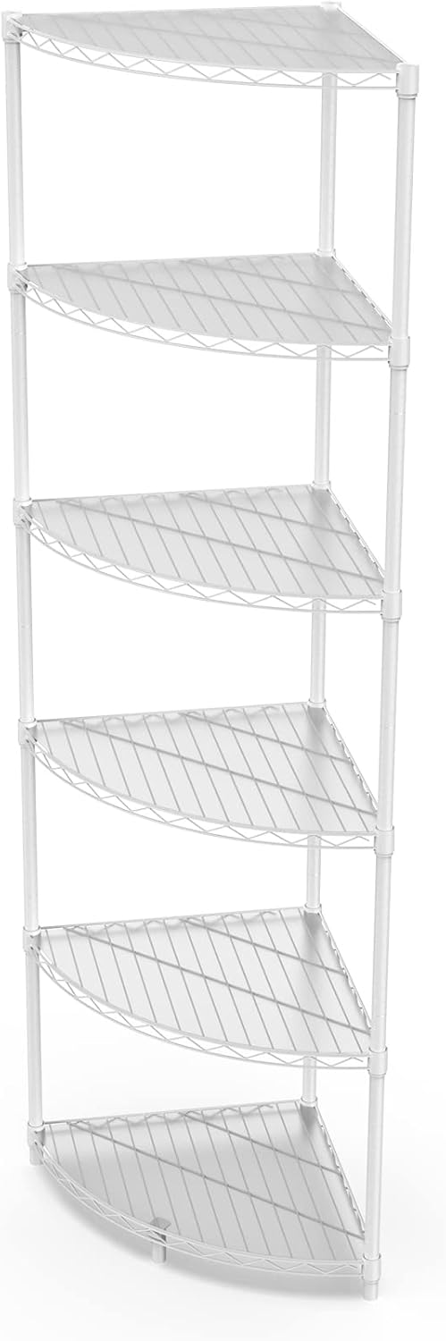 NSF 6-Tier Metal Corner Shelf Wire Shelving Unit - 420 lbs Capacity, Adjustab...