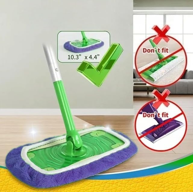 Microfiber Mop Pads - 4 Pack Reusable Washable Refills for Wet & Dry Floor Cleaning - Fits Most Standard Mops - Purple Household Cleaning Pads