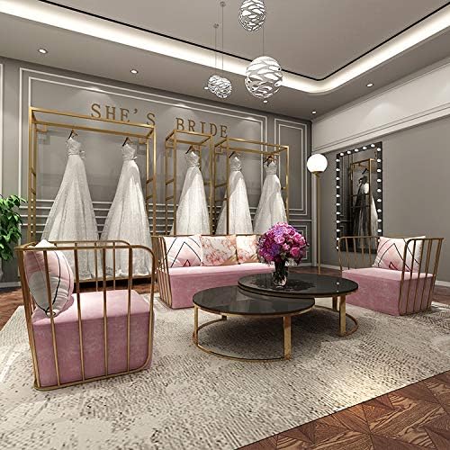 HOMEKAYT Gold Clothing Racks with Shelves, Weeding Dress Retail Clothes Rack,...