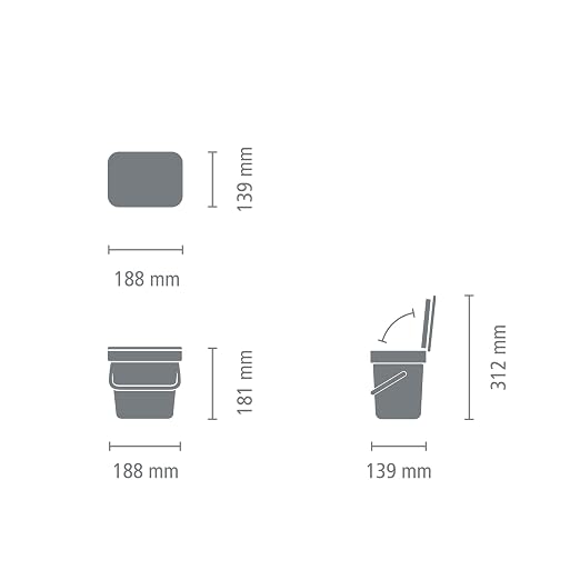 Brabantia Sort & Go Food Trash Can Small Countertop Kitchen Compost Caddy - Image 8