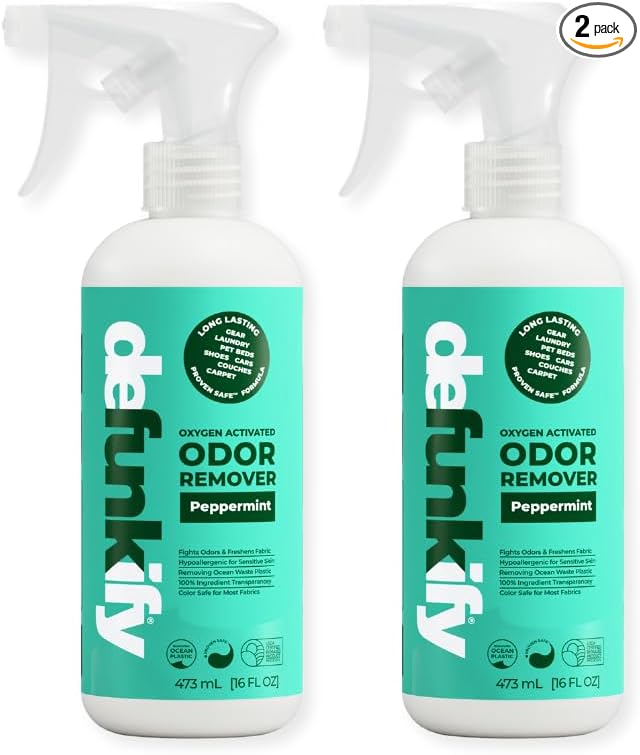 Odor Remover Spray, 16oz. 'Peppermint' Essential Oil Odor Eliminator by DEFUNKIFY